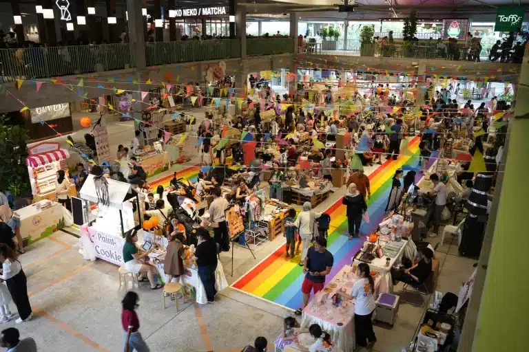 Crowds along the rainbow walkway at Kiddie CEO 2025 in the Assembly Hall, The Campus