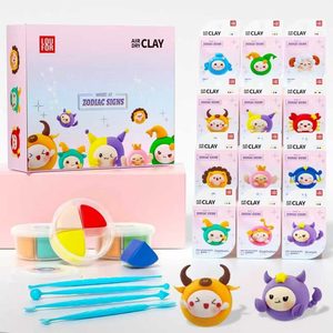 LOUFOR Air Dry Clay Set - Magic 12 Zodiac Signs - contents and packaging